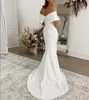 Cheap Simple Off Shoulder Mermaid Wedding Dresses Pleats Sweep Train Wedding Dress Bridal Gowns Vestidos De Noiva Robes De Mariée