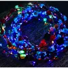 Мигающий светодиодный Струны Glow Flower Crown ободки Light Party Rave Цветочные волос Garland Luminous Венок Свадебный Цветочница детские игрушки