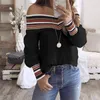 Blusa con hombros descubiertos Mujer Otoño Casual Multicolor Manga larga Tops Blusa Camisa Tallas grandes 2XL