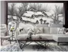 3D-stereoscopische behang sneeuw wallpapers schilderij landschappen Mooie landschap wallpapers