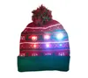 LED Light Knitted Christmas Hat Unisex Adults Kids New Year Xmas Luminous Flashing Knitting Crochet Hat GB1493