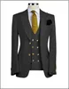 Tuxedos de marié noir Peak Revers Groomsmen Robe de mariée pour hommes Excellent homme Veste Blazer 3 pièces Costume sur mesure (veste + pantalon + gilet + cravate) 681