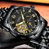 Guanqin Top Marki Tourbillon Automatyczny Zegarek Luksusowy Mężczyźni Sport Ze Stali Nierdzewnej Wodoodporny Zegarek Mechaniczny Relogio Masculino