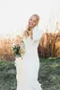 2019 nova chegada mermaid modest boho vestidos de noiva com mangas compridas simples elegante crepe mulheres bohemian vestidos nupciais robe de mariee