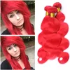 Puro rojo Virgen Virgen Humana Cabello humano Red Virgin Remy Remy Human Weave Bundles Body Wave Hair Wefts 3pcs Lote 10-30 "