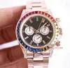 4 Style Top Selling Top Quality Gul Gold Strem 116598 RBOW Rainbow Diamond Bezel Automatic Movement Men Luxury Watch No Chronograph