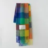 Wholesale Winter Lady Scarf Classic Big Cashmere Shawl Rainbow Plaid Thicken Square Package Size: 240cmX32cm