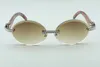 Fashion T3524016-2 Lenti da taglio Diamanti occhiali da sole, Templi di legno di pavone naturali Retro Ovali, dimensioni: 58-18-135 mm