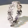 Choucong Nuovo Arrivo Gioielli di Lusso 925 Sterling Silver Marquise Topazio Bianco CZ Diamante Petalo Donne Anello di Fascia Del Fiore di Cerimonia Nuziale per Gli Amanti Regalo