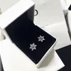 Nya Blue Snowflake Stud örhängen för Pandora Luxury Designer 925 Sterling Silver CZ Diamond Lady Stud Örhängen Box Set Semesterpresent