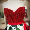 2019 A Line Цветочные платья выпускного вечера Милая красная жемчужина с бисером Натуральная талия Vestidos Largos De Fiesta Elegante Формальные Длинные