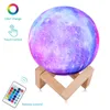 Nouvellement peint 3D imprimé ciel étoilé clair de lune coloré télécommande cadeau créatif veilleuse lampe de table de chevet