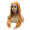 Long Straight Light Orange Lace Front Wig Synthetic