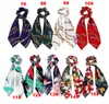 Floral Leopard Scrunchies Hair Scarf Elastic Boho Streamers Bow Hair Rope Ties Scrunchie Ponytail Holder for Hair Accessories 30 colors