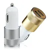 Car Charger Aluminum alloy Metal Dual USB Port Universal Real 1A for Smart Phone Small Steel Gun Pattern 200PCS