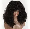 Mongolian Afro Kinky Curly HD Front Human Hair Wigs With Bang Fringe 180% Densitet Pre Plocked 360 Lace Frontal Wig 22inch Diva1