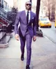 Handsome Purple Groom Tuxedos Groomsmen Peaked Lapel Best Man Suit Wedding Men's Two Buttons Blazer Suits Custom Made (Jacket+Pants)