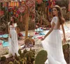 Свадебные платья в стиле бохо Asaf Dadush, кружевные аппликации, пляжные свадебные платья с v-образным вырезом и короткими рукавами и открытой спиной, Vestido De Novia estido