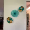 Hindistan Murano Cam Dekoratif Tabaklar Renkli Tiffany Murano Cam Çiçek Wall Art Modern El Cam Duvar Sanatı Özet Asma Tabaklar üfle