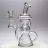 7.4'' Circulating Water Glass Bong Hookahs with 14mm clear bowl included Transparent Glass Smoking Pipes Global delivery