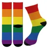 Mode 3D imprimé arc-en-ciel équipage hommes chaussettes Harajuku coloré drôle équation longues chaussettes Code homosexuel amour femmes Tube chaussettes