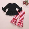 2PCS Valentinstag Outfit Set Kleinkind Kinder Baby Mädchen Rüschen Liebe Leopard T-shirt Top Schlaghosen Hose Outfits mädchen Kleidung