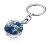 Nieuwe 10 stks Solar System Planet Sleutelhanger Galaxy Nebula Space Keychain Moon Earth Sun Mars Art Picture Dubbele Side Glass Ball Sleutelhanger Holder