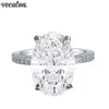 Vecalon éblouissante 925 bague de fiançailles en argent Sterling coupe ovale 4ct diamant Cz anneaux de mariage pour les femmes doigt Jewelry293W