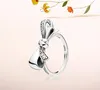 925 الفضة الاسترليني الرائعة القوس الدائري مجموعة المربع الأصلي لعموم المرأة الزفاف تشيكوسلوفاكيا الماس bowknot ring W150