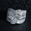 الأزياء نسج لف الحجارة تصميم حقيقي 5A micropave كريستال الزركون حجر 925 فضة خاتم الخطوبة للنساء مجوهرات