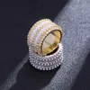 New Arrival 18K Gold Plated CZ Cubic Zirconia Finger Ring White Diamond Rapper Hip Hop Engagement Rings Jewelry Gifts for Couples Wholesale