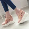 Sıcak Satış-Kadın Ayakkabı Yüksekliği Artan Ayakkabı Rahat Spor Asansör Ayakkabı Clunky Sneaker Kama Yüksek Topuk 12 cm Ücretsiz Kargo