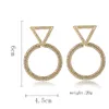 Gros-créateur de luxe de mode exagéré diamant strass triangle cercles géométriques boucles d'oreilles pour les femmes or argent