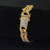 12mm hommes Miami cubain lien chaînes or argent diamant glacé Hip Hop CZ Bracelet hommes simulé Bling strass Bracelets