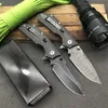 Högkvalitativ Flipper Folding Kniv 440c Drop Point Laser Patern / Svart Stone Wash Blade Steel Handle Bearing Knives
