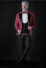 Fashionable One Boton Groomsmen Peak Lapel Groom Tuxedos Men Secuits Boda/Prom/Cena Best Man Blazer (Chaqueta+pantalones+TIE+Vest) A144