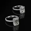 Pansysen Real 925 Sterling Silver Emerald Cut Created Moissanite Diamond Mariage ANNAUX POUR LES FEMMES LURXE PROPOSITION DANS LE LURME RÉNAGE C6075798