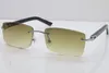 Groothandel-RIMLESE HARDWARE T8200630 Zonnebril Nieuwe Luxe Glazen Hot Sunglasses Merk Designer met Logo Cat Eye Lenzen