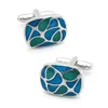 High Quality Cuff links Silver Plated Bule Painting Cufflinks Classical Cufflings wedding gifts49532617552415