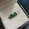 PANSYSEN Vintage Solid 925 Sterling Silver Emerald Gemstone Stud Earrings for Women Anniversary Party Gift Christmas Earrings CX200628