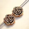 Wholesale- new hot ins fashion luxury designer elegant camellia flower diamond stud earrings for woman girls