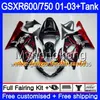 + SUZUKI Siyah Tank Için Yeni Yeni GSXR 600 750 GSXR-750 GSXR600 2001 2002 2003 294HM.71 GSX R750 R600 K1 GSX-R600 GSXR750 01 02 03 Kaporta