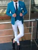 Slim Fits Blue Man Works Business Suit Prom Blazer Coat Waistcoat Trousers Sets Groom Tuxedos Customize K 86