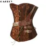 Steampunk Corset med kedja spännen retro cosplay Fancy Party Outfits Pirate Girl Dress Coffee Black Lacing-up Basque Top S-6XL Y19070201