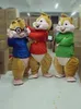 2020 Vendita di fabbrica di sconto Alvin and the Chipmunks Costume della mascotte Chipmunks Cospaly Personaggio dei cartoni animati per adulti Costume da festa di Halloween Carniva