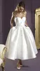 Satin thé longueur robes de mariée courtes avec poches A-ligne chérie des années 1950 robes de mariée vintage robes de mariée courtes pour le deuxième mariage