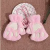 Kobiety dziewczyny piękne zimowe ciepłe rękawiczki bez palców y Bear Plush Paw Claw Halfing Finger Rękawiczki Mitt Nowe GB13248953552