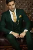 Dark Green Groom Tuxedos for Groomsmen Men Suit Peak Lapel Best Man Suits Wedding Men's Blazer Suits Custom Made (Jacket+Pants+Vest)