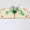 Handgemaakte 3D Pop-up Bloem Papier Wenskaarten Dank u Happy Birthday Wedding Card Feestelijke feestartikelen