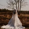 2020 A-Line Bröllopsklänning Applique Beaded Långärmad Sweep Train Bridal Dress V Neck Illusion Bodice Custom Made Bridal Gowns